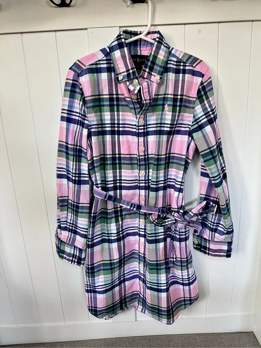 Ralph Lauren Preppy Plaid Dress in Pink & Blue Girl Size 7